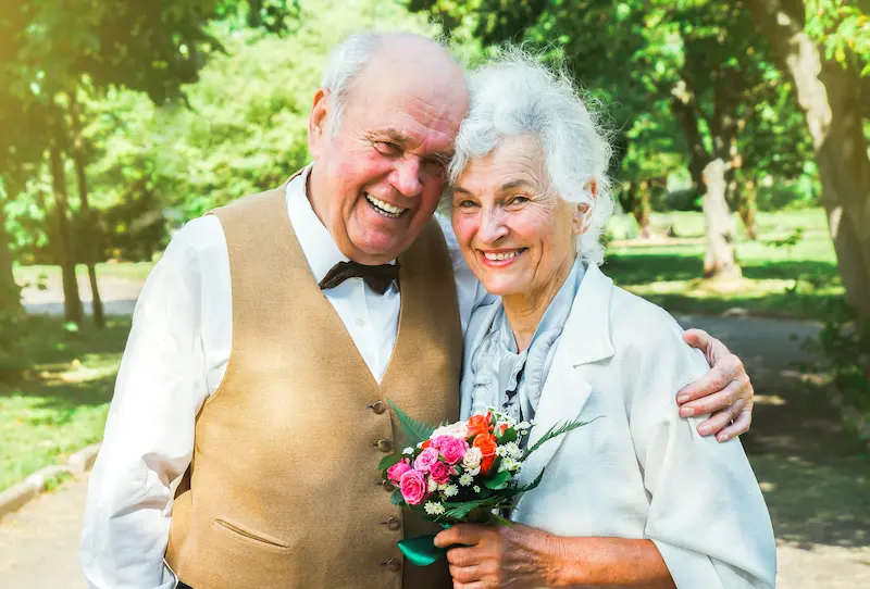 smiling couple embracing