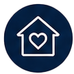 icon of house with heart at the center
